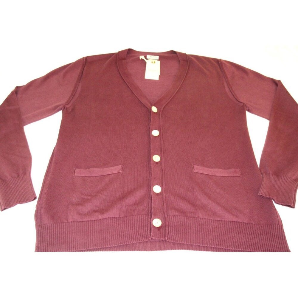 OOBE Brand Men's Ashworth Cotton Cardigan Italian Made Sweater Currant Red NWT - Picture 3 of 9